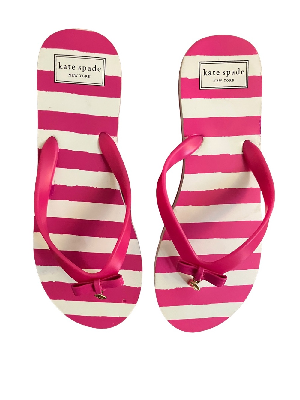 IN GREAT CONDITION! KATE SPADE “FIFI” PINK AND WHITE FLIP FLOPS SIZE 8
